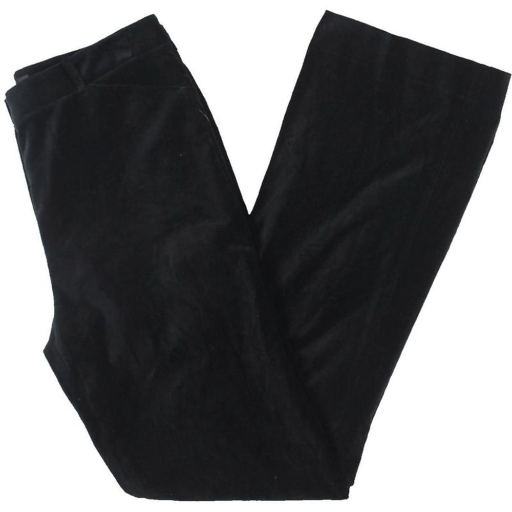 Donna Karan Womens Black Velvet Mid Rise Formal Straight Leg Pants NWT